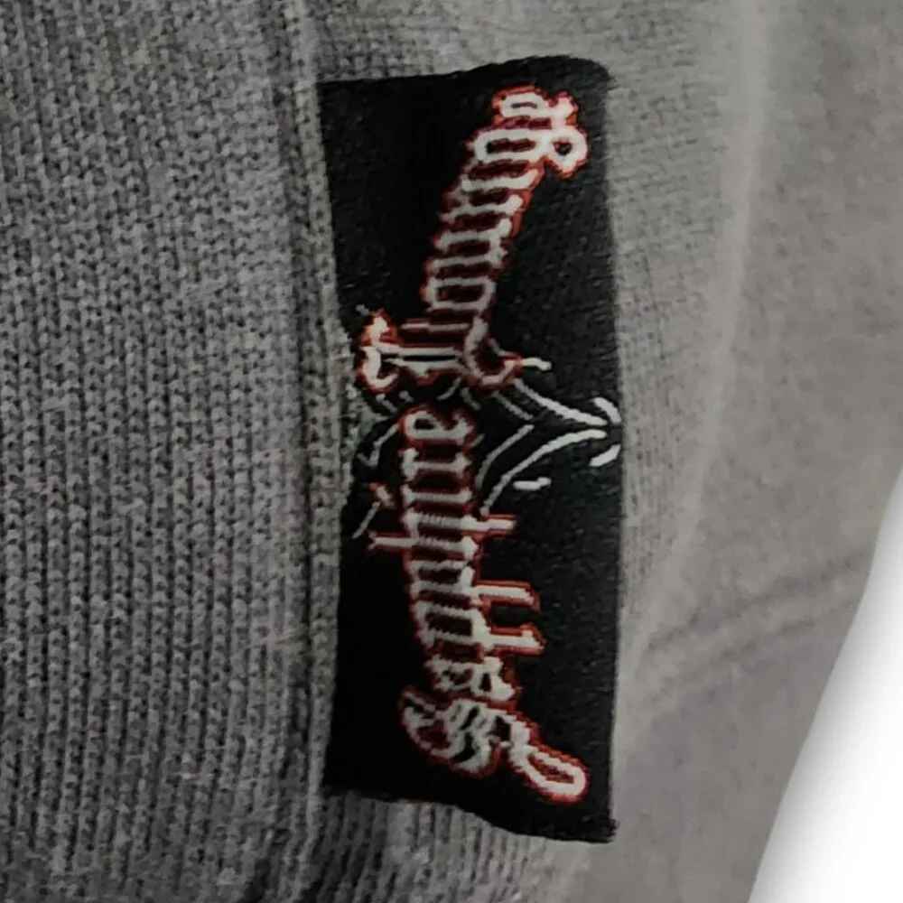 Sapphire Lounge Men's Large Gray Tribal Star Graphic Hoodie Y2k Streetwear - Picture 10 of 16